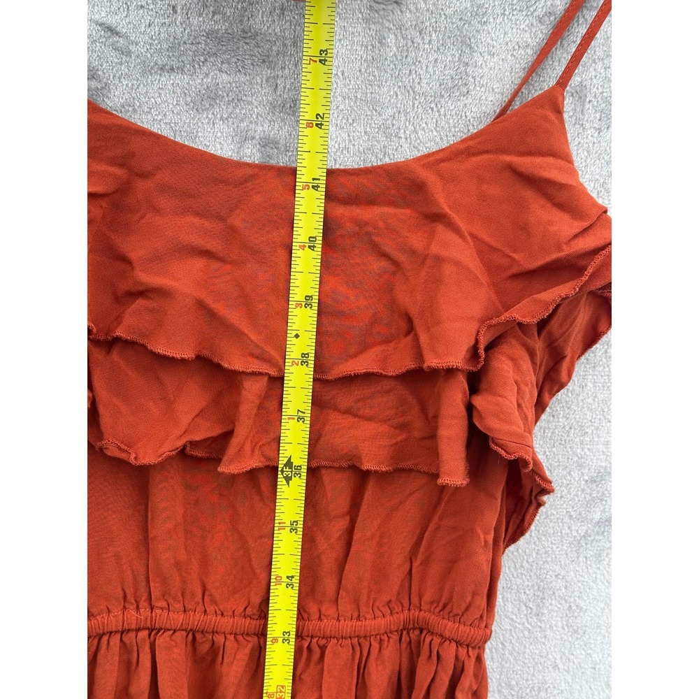 Women’s High-Low Ruffle Slip Dress - Rust - Picture 5 of 9